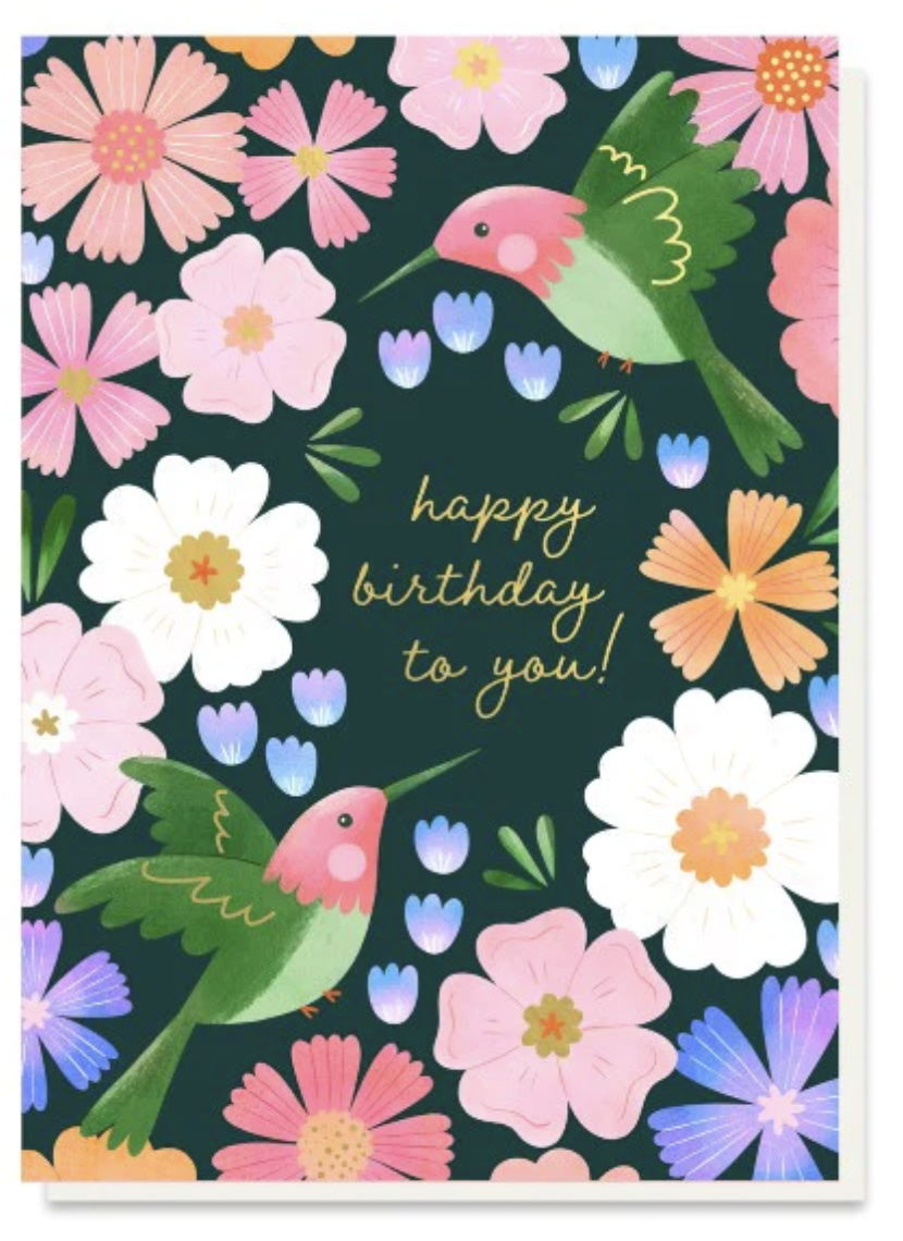 Hummingbird Blossoms - Greeting Card