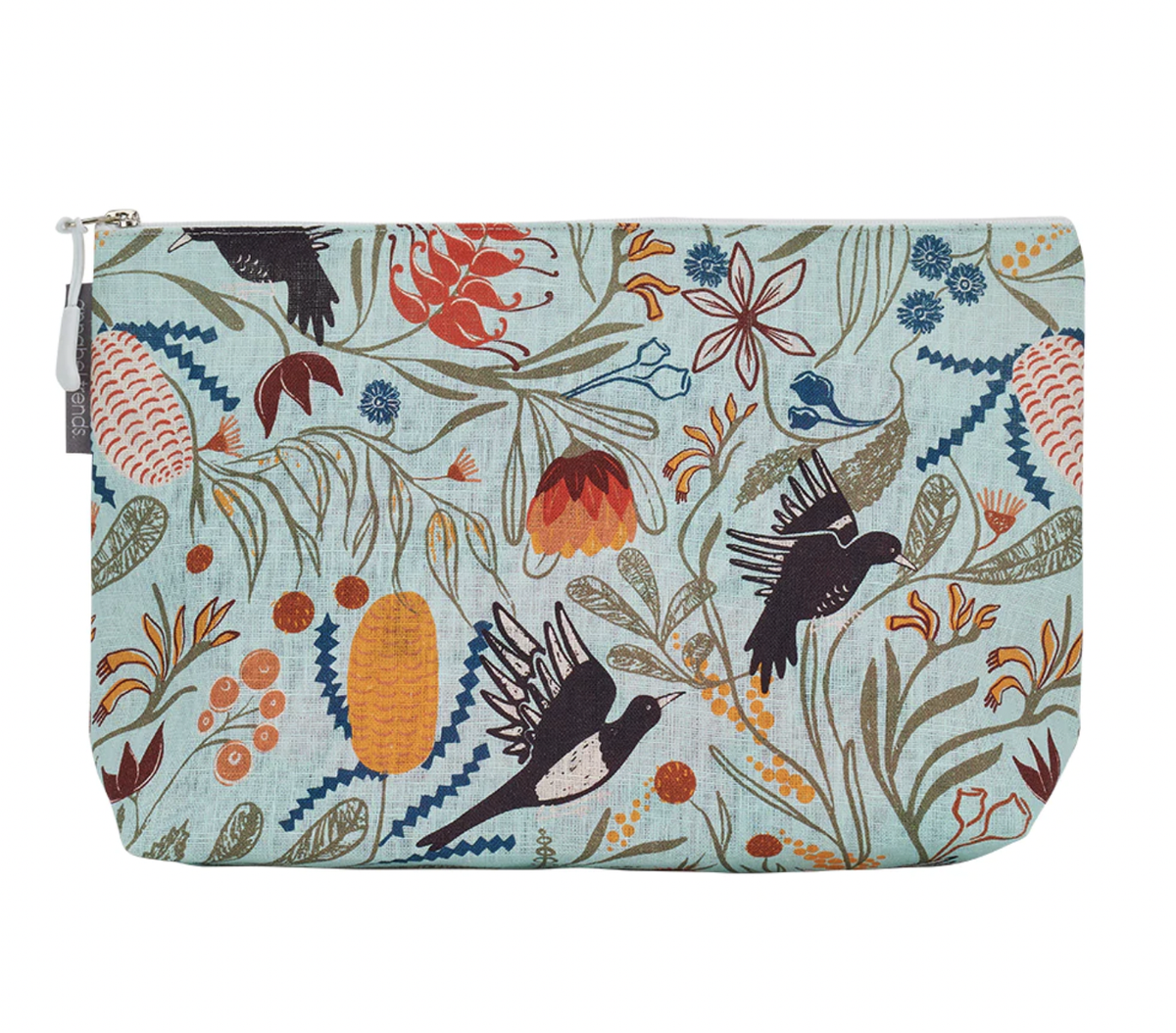 LINEN COSMETIC BAG LGE - MAGPIE FLORAL