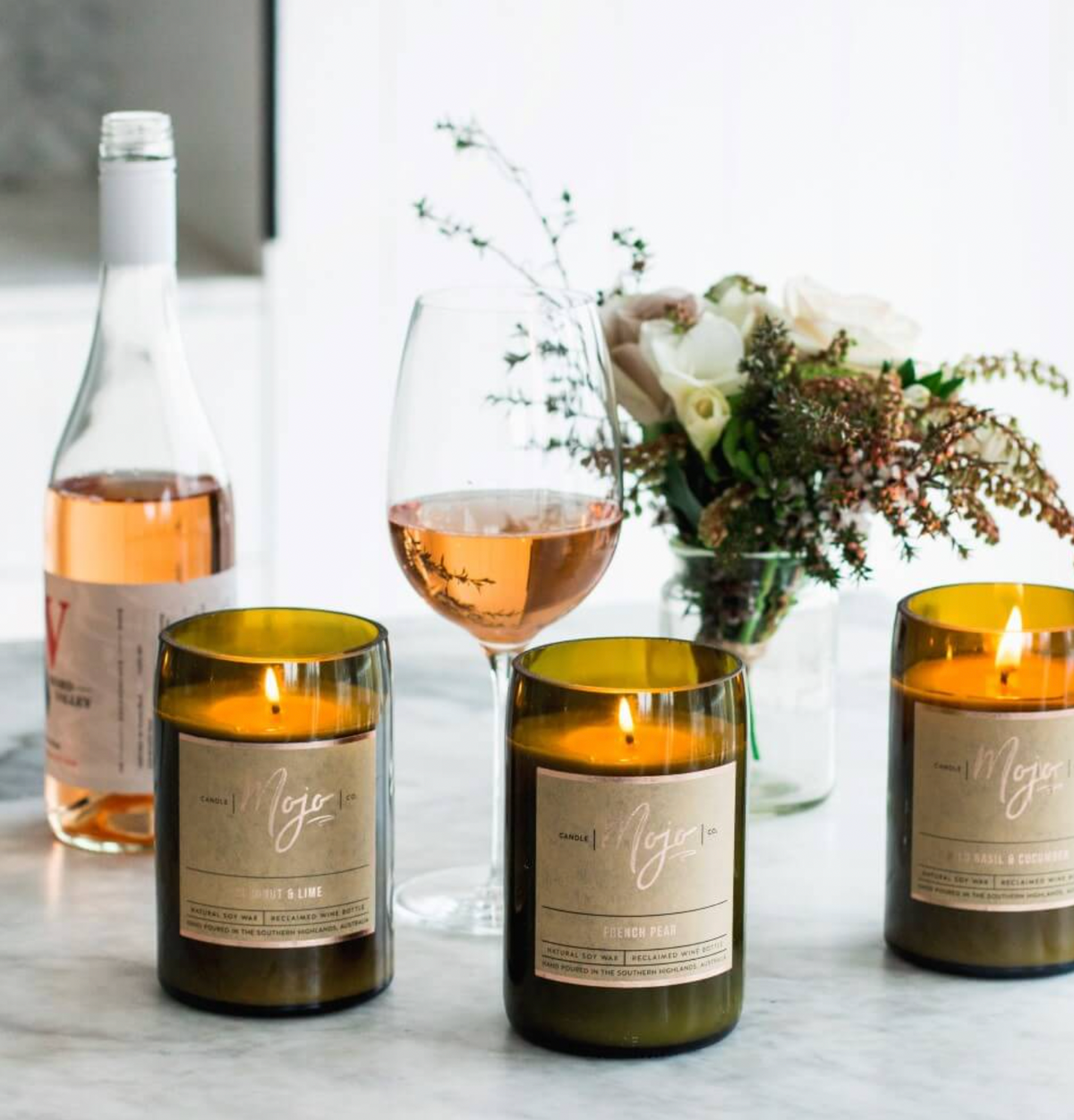 Oakmoss &amp; Sage - Reclaimed Wine Bottle Candle