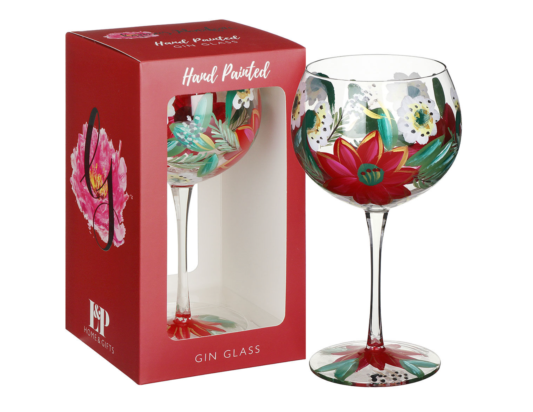Wine/Gin Glass - Hand Painted - Florals