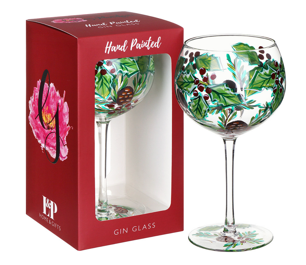 Wine/Gin Glass - Hand Painted - Florals