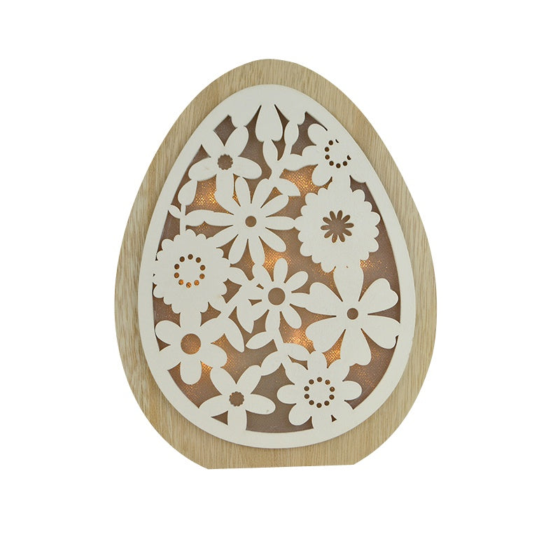 Led Wooden Egg Lge - Natural/White