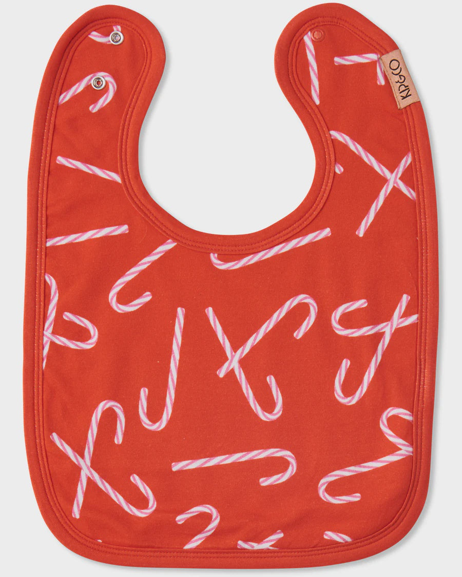 Candy Cane Red Organic Cotton Bib One Size