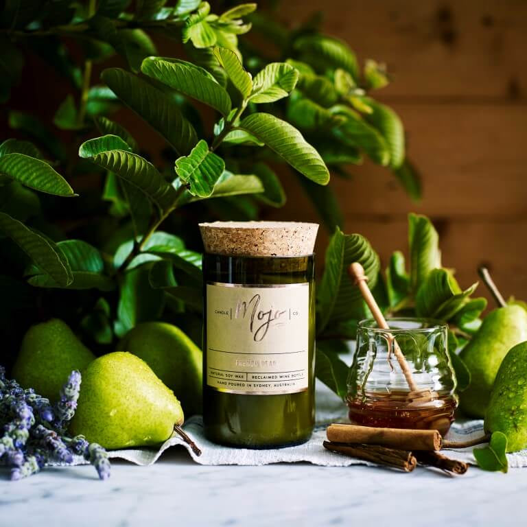 French Pear - Reclaimed Wine Bottle Soy Wax Candles